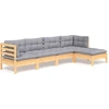 Image de vidaXL Ensemble de salon de jardin 5 pièces avec coussins gris en pin