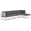 Image de vidaXL Ensemble salon de jardin 5 pièces avec coussins Pin blanc