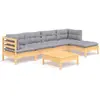 Image de vidaXL Ensemble de salon de jardin 6 pièces avec coussins gris en pin