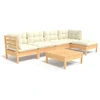 Image de vidaXL Ensemble salon de jardin 6 pièces avec coussins Crème Pin