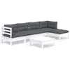 Image de vidaXL Ensemble salon de jardin 6 pièces avec coussins Pin blanc