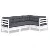 Image de vidaXL Ensemble salon de jardin 4 pièces avec coussins blanc pin