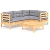 Image de vidaXL Ensemble de salon de jardin 5 pièces avec coussins gris en pin