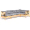 Image de vidaXL Ensemble de salon de jardin 5 pièces avec coussins gris en pin