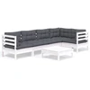 Image de vidaXL Ensemble salon de jardin 6 pièces avec coussins Pin blanc