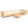Image de vidaXL Ensemble salon de jardin 7 pièces avec coussins Crème Pin