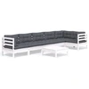 Image de vidaXL Ensemble de salon de jardin 7 pièces avec coussins blanc pin