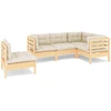 Image de vidaXL Ensemble de salon de jardin 5 pièces avec coussins Crème Pin