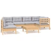Image de vidaXL Ensemble de salon de jardin 7 pièces avec coussins gris en pin