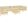 Image de vidaXL Ensemble salon de jardin 8 pièces avec coussins Crème Pin