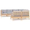 Image de vidaXL Ensemble salon de jardin 7 pièces avec coussins gris pin massif