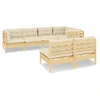 Image de vidaXL Ensemble salon de jardin 7 pièces avec coussins crème pin massif