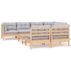 Image de vidaXL Ensemble salon de jardin 8 pièces avec coussins gris pin massif