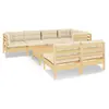 Image de vidaXL Ensemble salon de jardin 8 pièces avec coussins crème pin massif