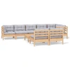 Image de vidaXL Ensemble salon de jardin 9 pièces avec coussins gris pin massif