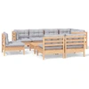 Image de vidaXL Ensemble salon de jardin 9 pièces avec coussins gris pin massif