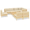 Image de vidaXL 9-tlg. Set de salon de jardin avec baisers en crème Massivholz Kiefer