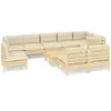 Image de vidaXL Ensemble salon de jardin 10 pièces avec coussins crème pin massif