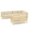 Image de vidaXL Ensemble salon de jardin 7 pièces avec coussins crème pin massif