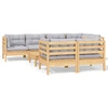 Image de vidaXL Ensemble salon de jardin 8 pièces avec coussins gris pin massif