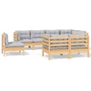 Image de vidaXL Ensemble salon de jardin 8 pièces avec coussins gris pin massif