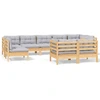 Image de vidaXL Ensemble salon de jardin 9 pièces avec coussins gris pin massif