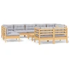 Image de vidaXL Ensemble salon de jardin 10 pièces avec coussins gris pin massif