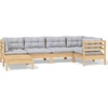 Image de vidaXL Ensemble salon de jardin 6 pièces avec coussins gris pin massif
