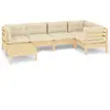 Image de vidaXL Ensemble salon de jardin 6 pièces avec coussins crème pin massif
