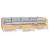 Image de vidaXL Ensemble salon de jardin 7 pièces avec coussins gris pin massif