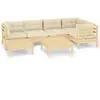 Image de vidaXL Ensemble salon de jardin 7 pièces avec coussins crème pin massif