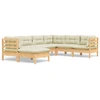 Image de vidaXL Ensemble salon de jardin 7 pièces avec coussins crème pin massif