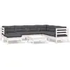 Image de vidaXL Ensemble salon de jardin 8 pièces avec coussins blanc pin massif