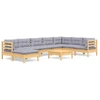 Image de vidaXL Ensemble salon de jardin 9 pièces avec coussins gris pin massif