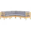 Image de Ensemble de salon de jardin 5 pièces vidaXL avec coussins gris, en bois de pin massif