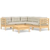 Image de vidaXL Ensemble salon de jardin 6 pièces avec coussins crème pin massif