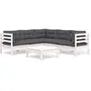 Image de vidaXL Ensemble salon de jardin 6 pièces avec coussins blanc pin massif