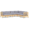 Image de vidaXL Ensemble salon de jardin 6 pièces avec coussins gris pin massif