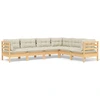 Image de vidaXL Ensemble salon de jardin 6 pièces avec coussins crème pin massif