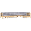 Image de vidaXL Ensemble salon de jardin 7 pièces avec coussins gris pin massif