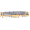 Image de vidaXL Ensemble salon de jardin 8 pièces avec coussins gris pin massif