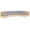 Image de vidaXL Ensemble salon de jardin 7 pièces avec coussins gris pin massif