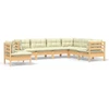Image de vidaXL Ensemble salon de jardin 7 pièces avec coussins crème pin massif