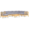 Image de vidaXL Ensemble salon de jardin 8 pièces avec coussins gris pin massif