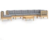 Image de vidaXL Ensemble salon de jardin 9 pièces avec coussins gris pin massif
