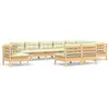 Image de vidaXL Ensemble salon de jardin 10 pièces avec coussins crème pin massif