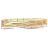 Image de ensemble salon de jardin 11 pièces avec coussins Crème pin massif