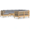 Image de vidaXL Ensemble salon de jardin 10 pièces avec coussins gris pin massif