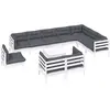 Image de vidaXL Ensemble salon de jardin 11 pièces avec coussins blanc pin massif