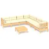 Image de vidaXL Ensemble salon de jardin 8 pièces avec coussins crème pin massif